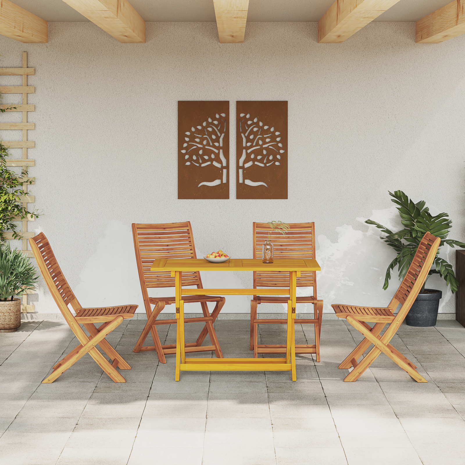 Set de Dining pentru Grădină cu 5 Piese Lemn Masiv Acacia GartenMobel Dekor