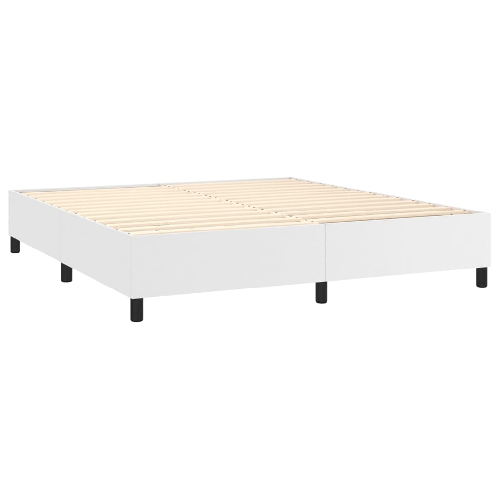 Pat box spring cu saltea, alb, 160x200 cm, piele ecologică GartenMobel Dekor