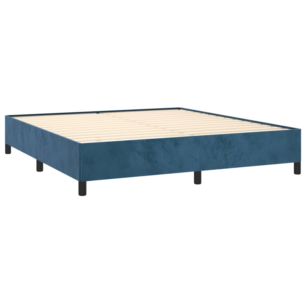 Pat box spring cu saltea, albastru închis, 160x200 cm, catifea GartenMobel Dekor