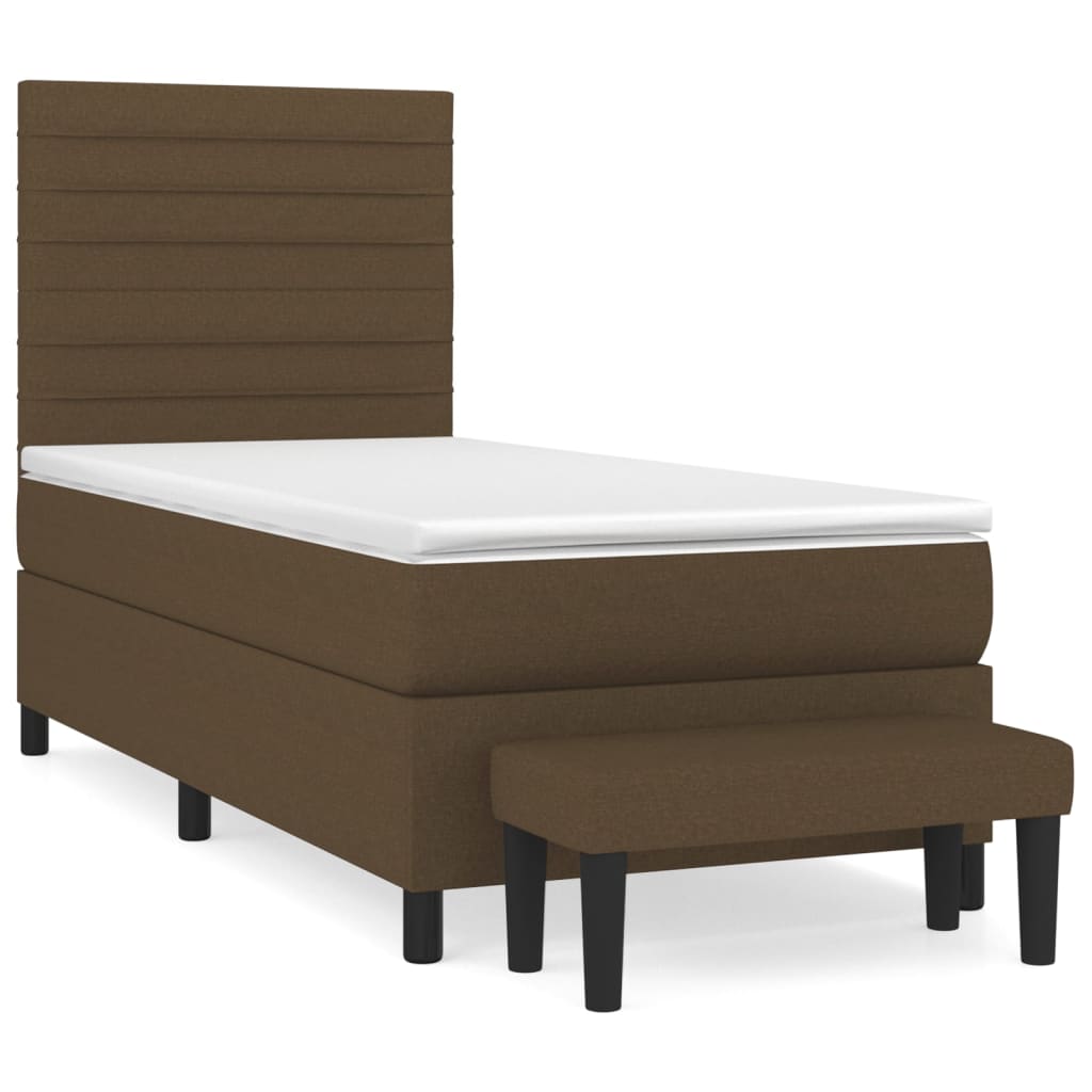 Pat box spring cu saltea, maro închis, 80x200 cm, textil GartenMobel Dekor