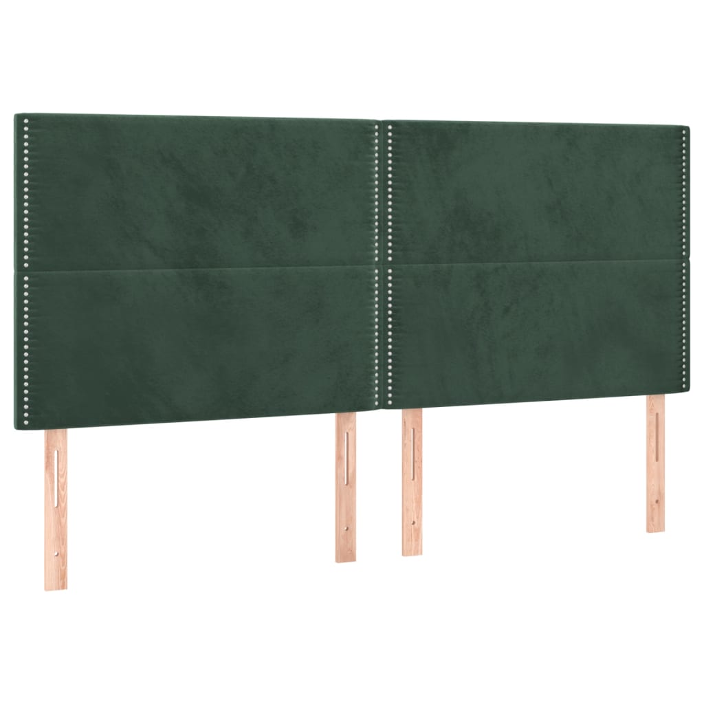 Pat cu arcuri, saltea și LED, verde închis, 160x200 cm, catifea GartenMobel Dekor