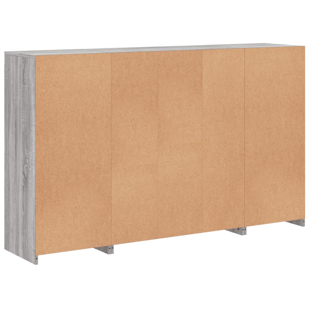 Servantă cu lumini LED, 3 buc., gri sonoma, lemn prelucrat GartenMobel Dekor