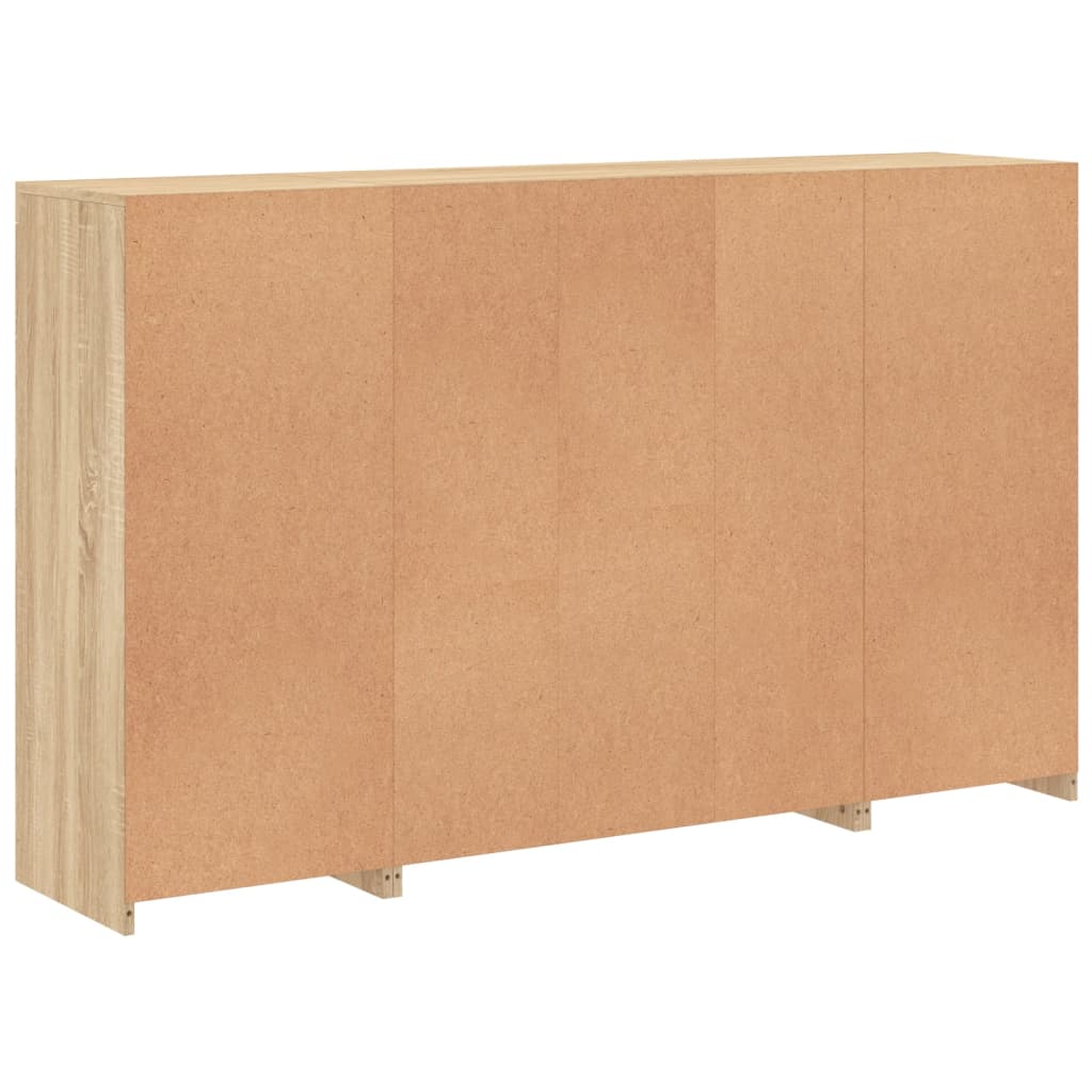 Servantă cu lumini LED, 3 buc., stejar sonoma, lemn prelucrat GartenMobel Dekor