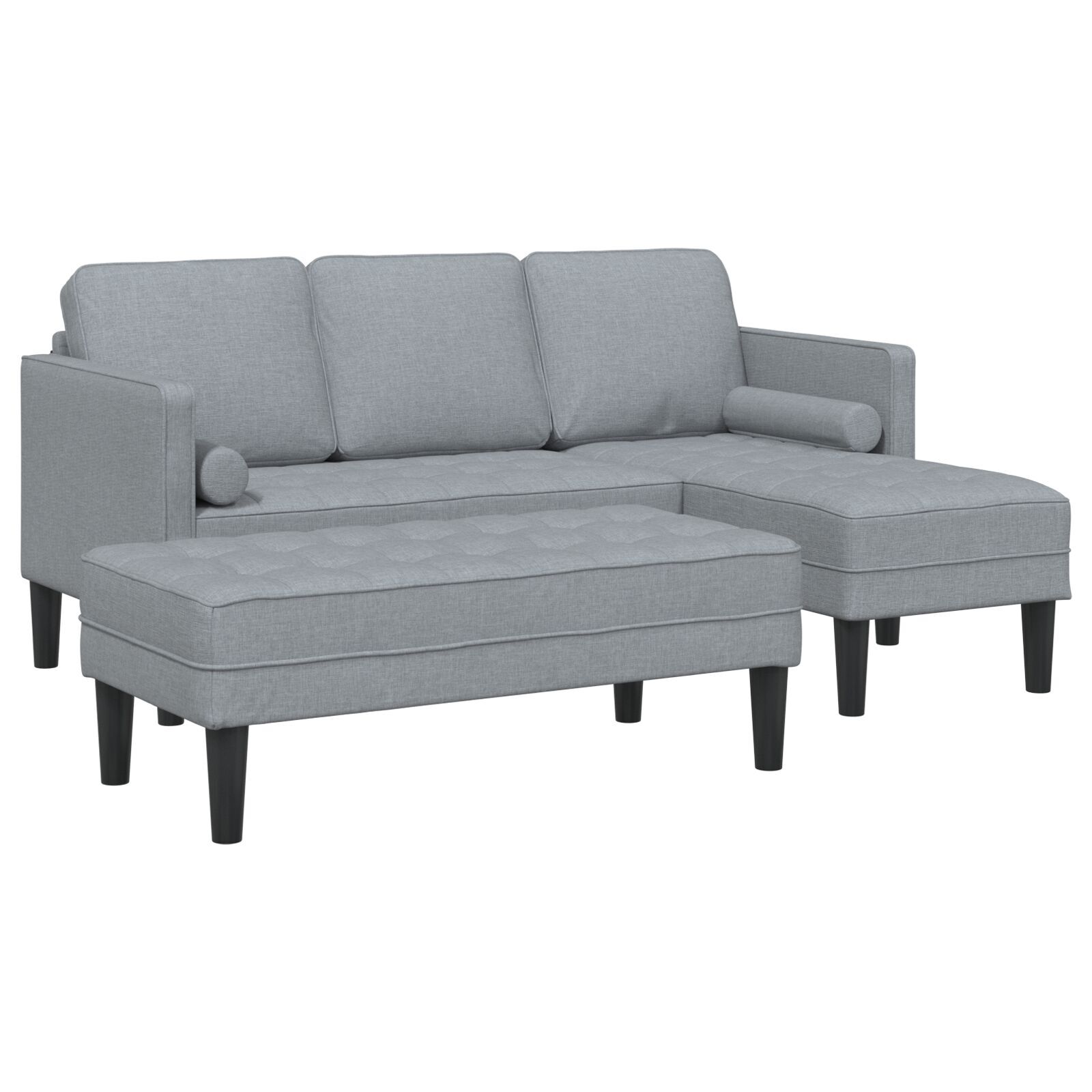 Set de canapea de 2 piese cu perne din material textil gri deschis GartenMobel Dekor