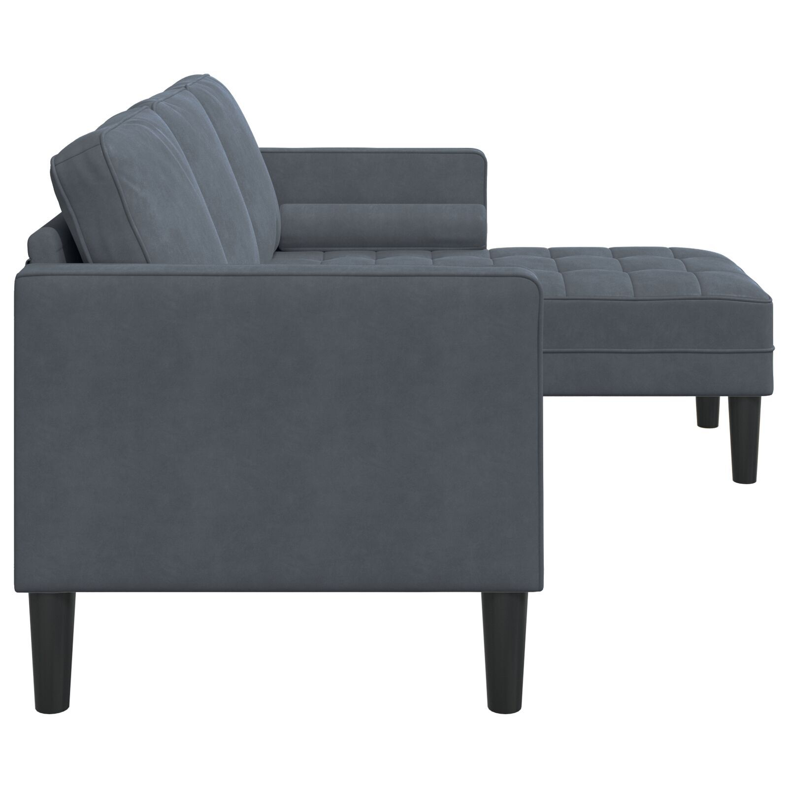 Canapea de grădină  cu bancă și perne în formă de L, catifea gri închis, Canapea cu 3 locuri  cu chaise în formă de L, 160 cm, catifea gri închis, Bancă , 113 cm, catifea gri închis GartenMobel Dekor