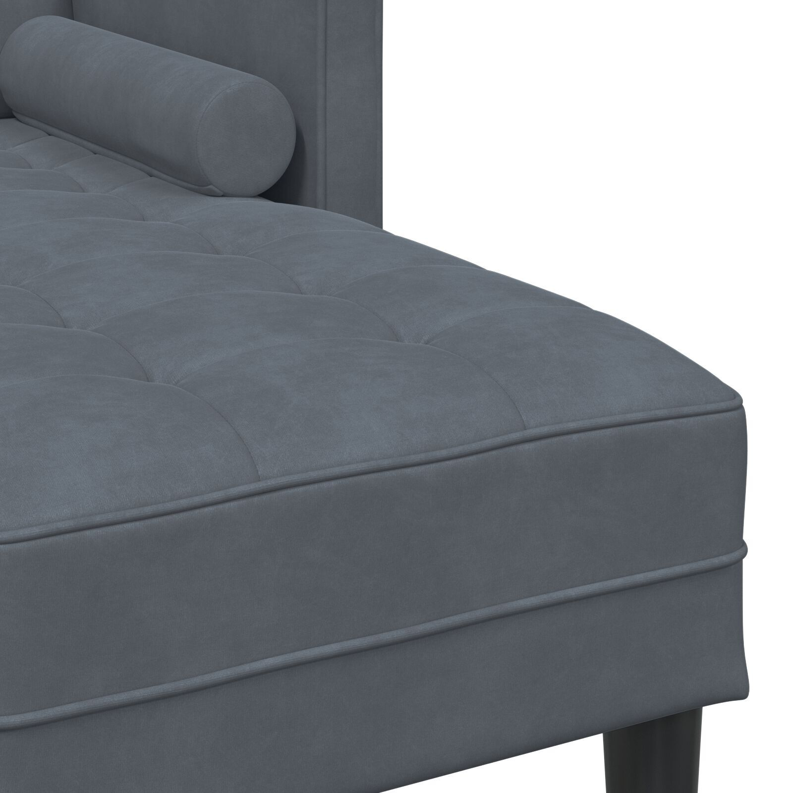 Canapea de grădină  cu bancă și perne în formă de L, catifea gri închis, Canapea cu 3 locuri  cu chaise în formă de L, 160 cm, catifea gri închis, Bancă , 113 cm, catifea gri închis GartenMobel Dekor
