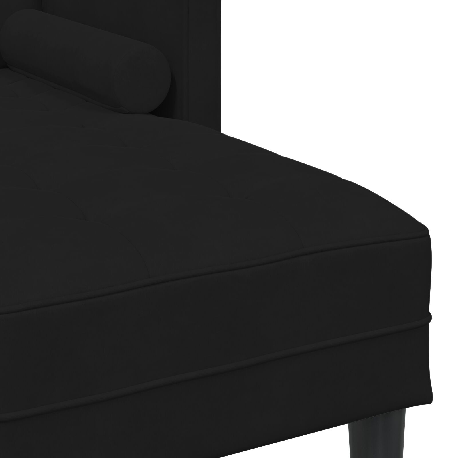 Canapea de grădină  cu bancă și perne în formă de L din catifea neagră, Canapea 3 locuri  cu chaise în formă de L neagră 160 cm catifea, Bancă  neagră 113x57x39 cm catifea GartenMobel Dekor