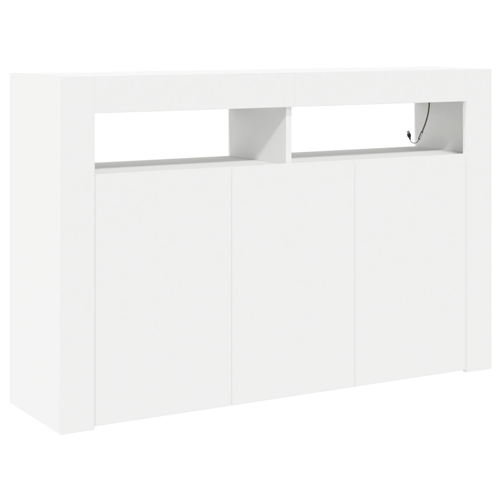 Bufet Alb Alb Lemn Compus 116 x 30 x 75 cm Modern Bufet cu LED GartenMobel Dekor