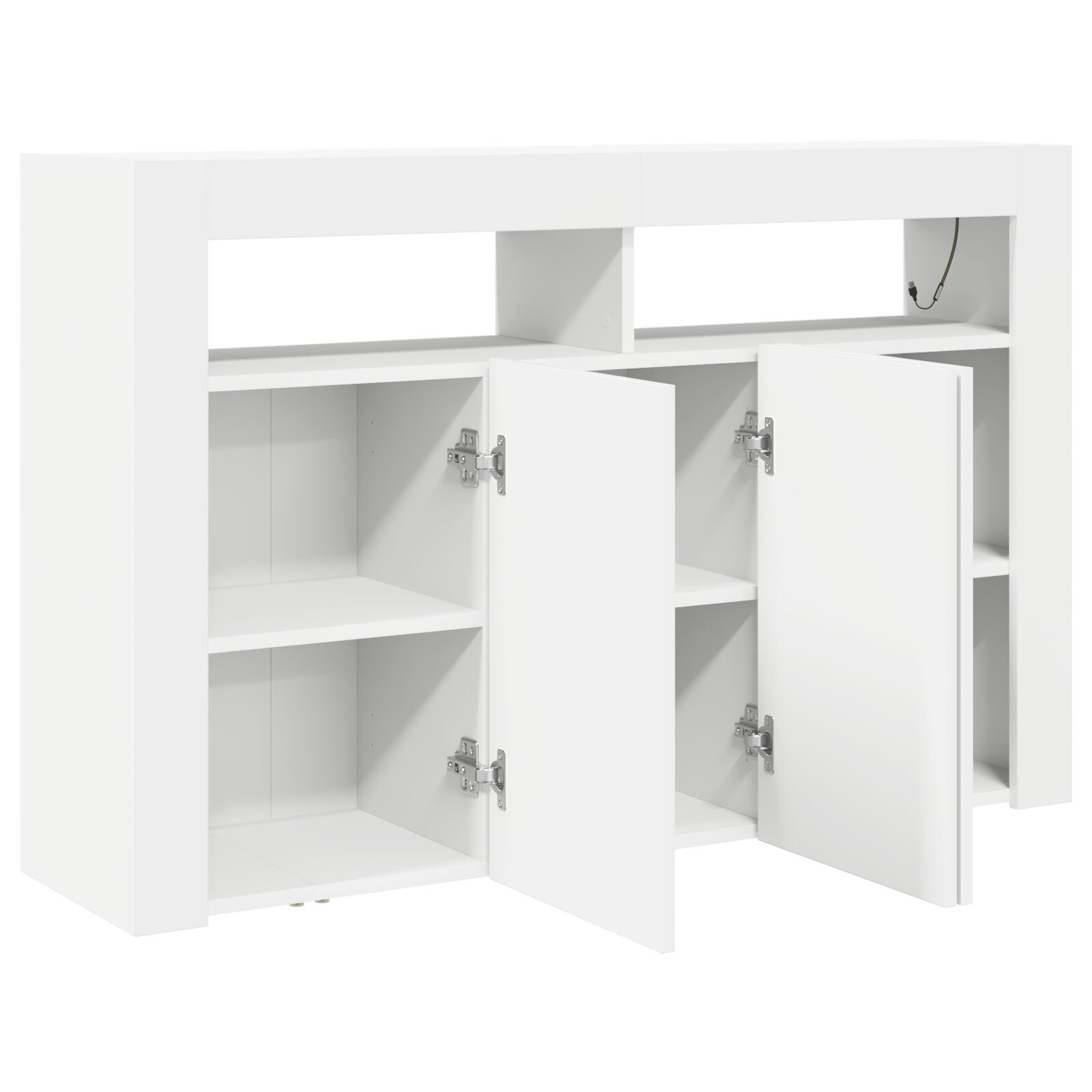 Bufet Alb Alb Lemn Compus 116 x 30 x 75 cm Modern Bufet cu LED GartenMobel Dekor