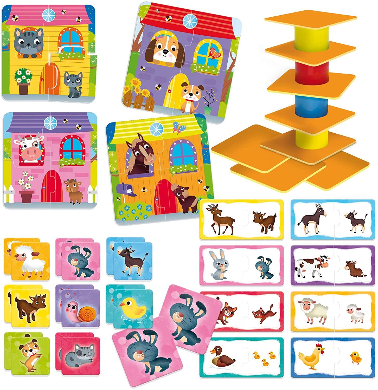 Joc de logica 4 in 1 - Animalute jucause PlayLearn Toys