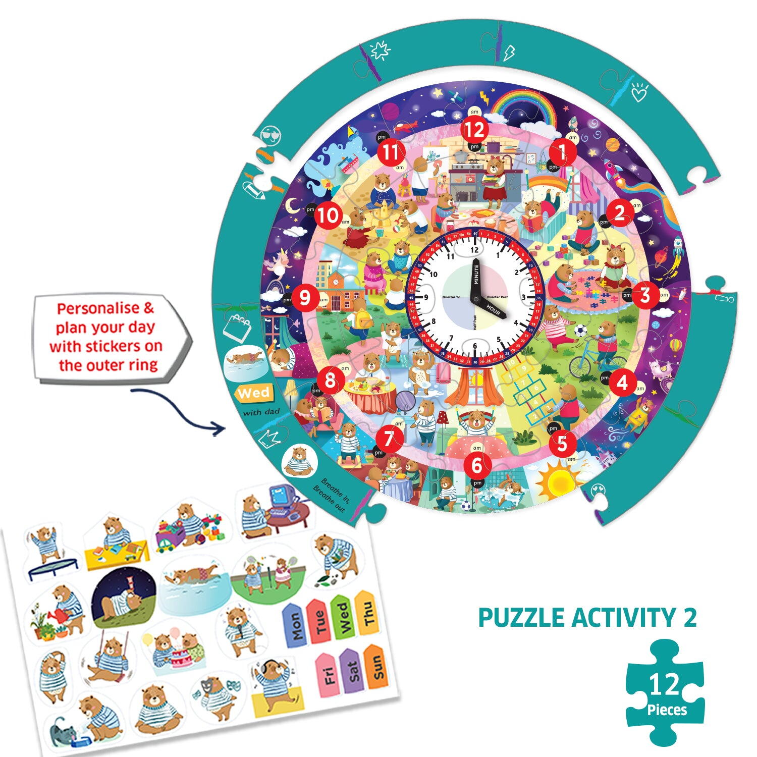 Puzzle - Invatam ceasul cu ursuletul PlayLearn Toys