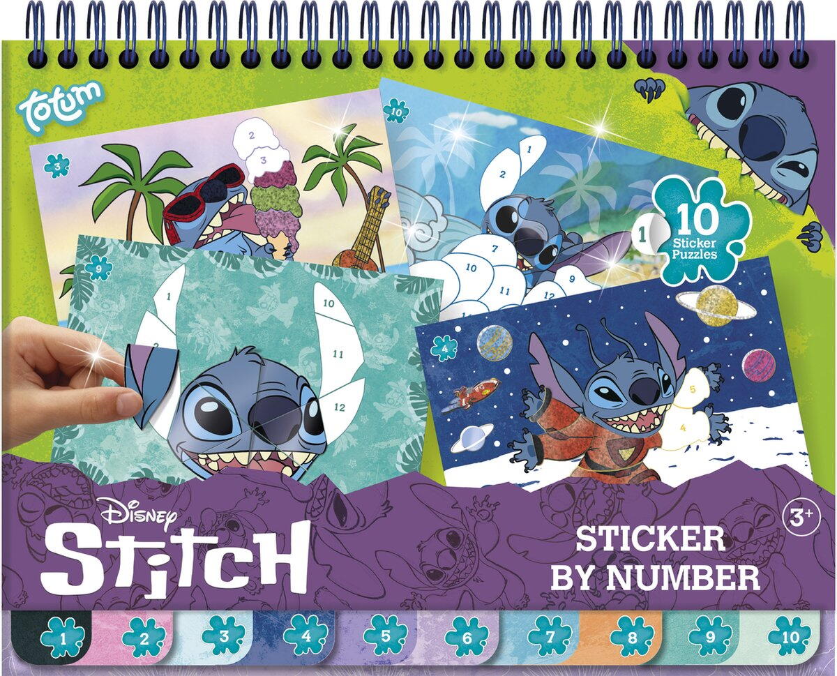 Carte de colorat & abtibilduri cu numere - Stitch PlayLearn Toys