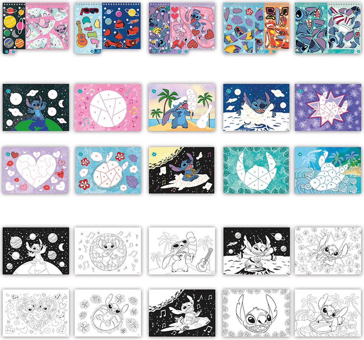 Carte de colorat & abtibilduri cu numere - Stitch PlayLearn Toys