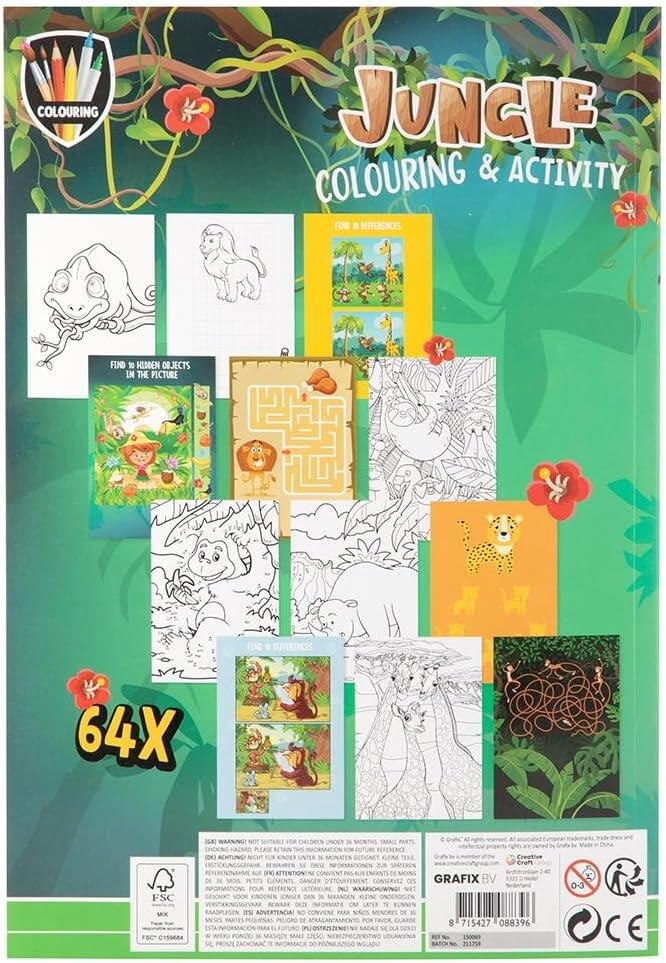 Carte de colorat cu activitati - Jungla PlayLearn Toys