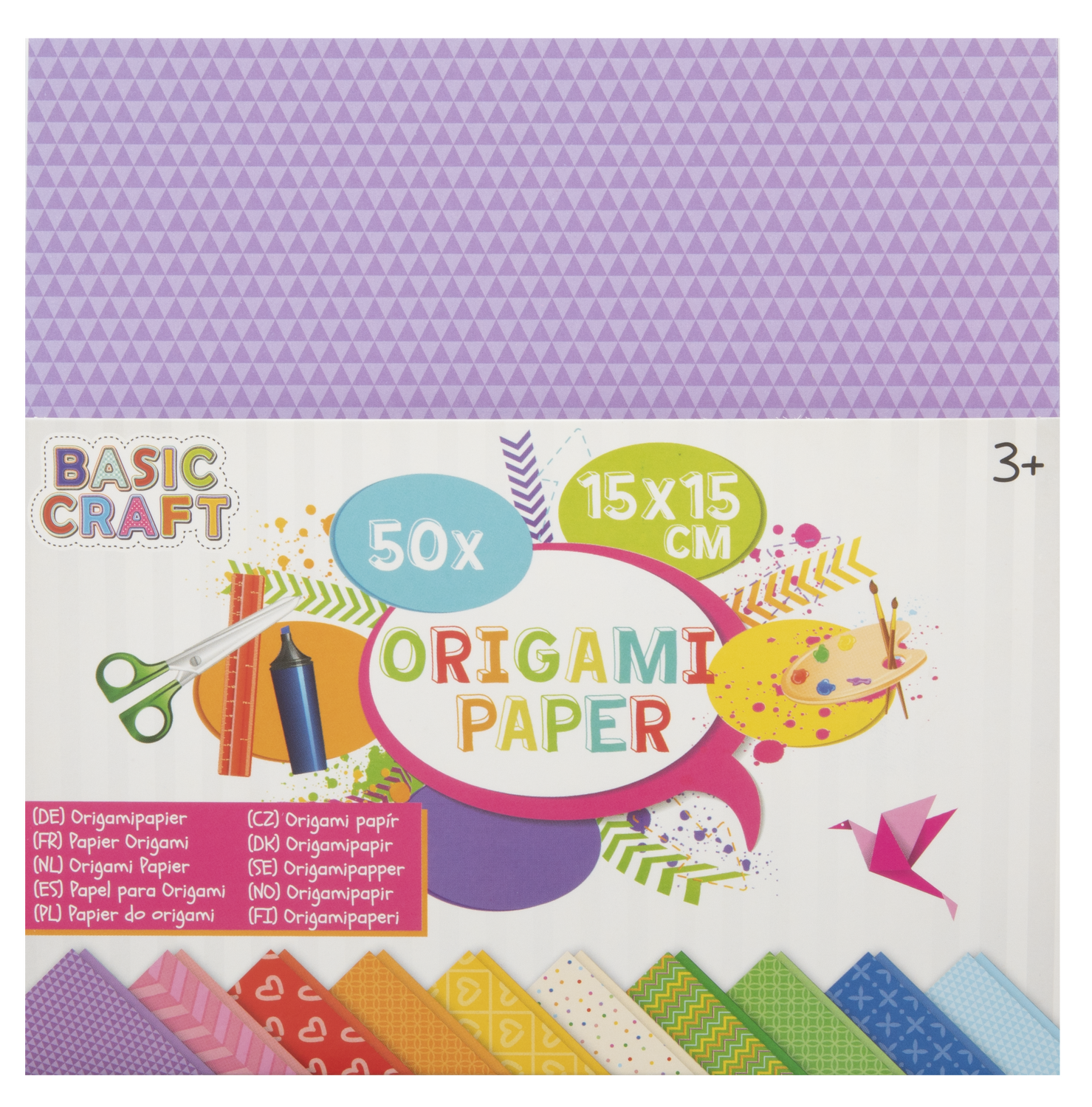 Hartie origami 15 x 15 cm, 50 file PlayLearn Toys