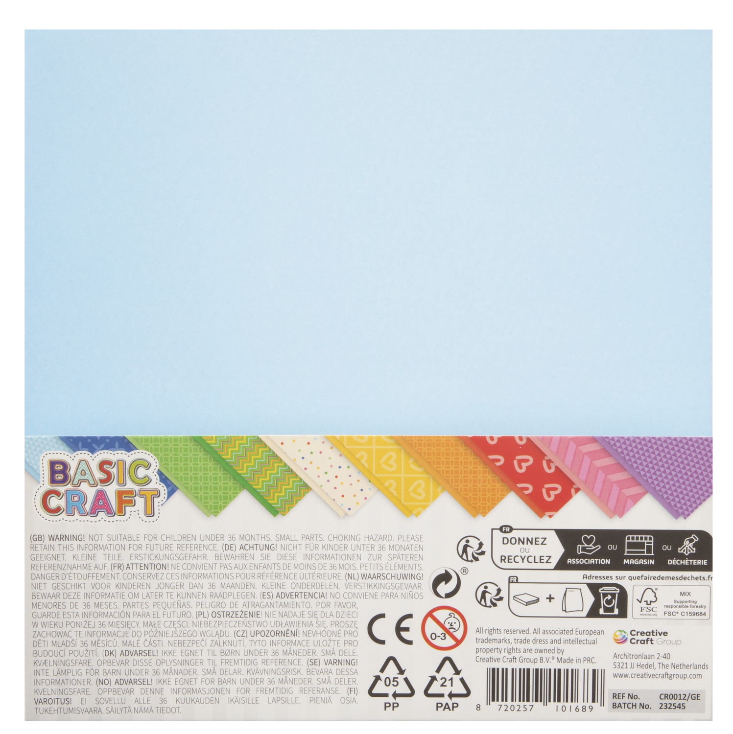 Hartie origami 15 x 15 cm, 50 file PlayLearn Toys
