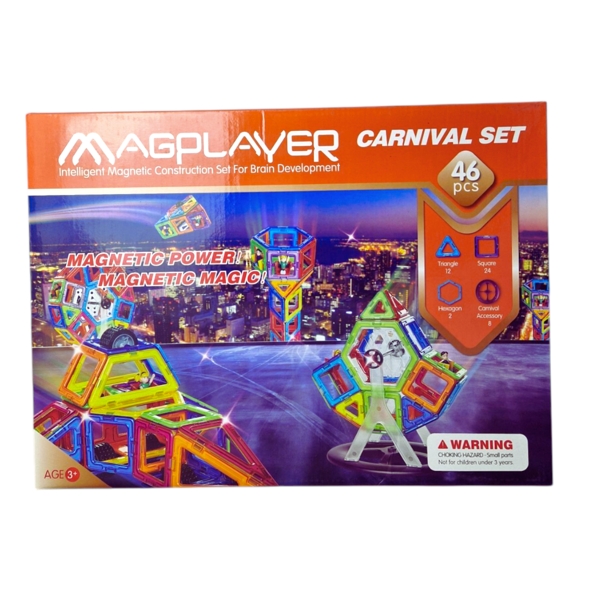 Joc de constructie magnetic - 46 piese PlayLearn Toys