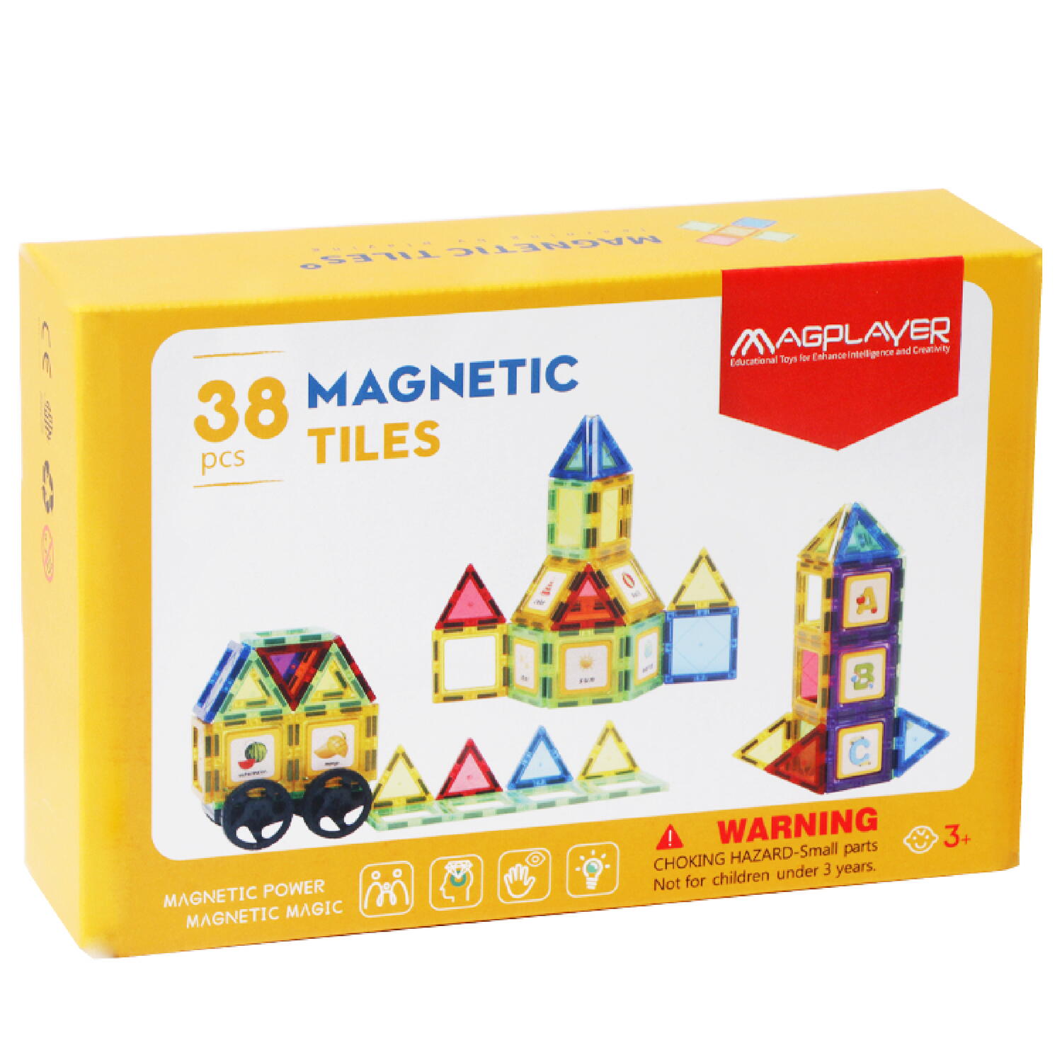 Set de constructie magnetic 3D - 38 piese PlayLearn Toys