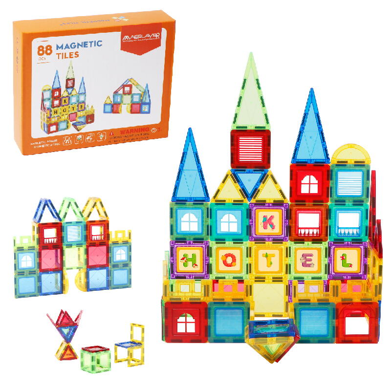 Set de constructie magnetic 3D - 88 piese PlayLearn Toys