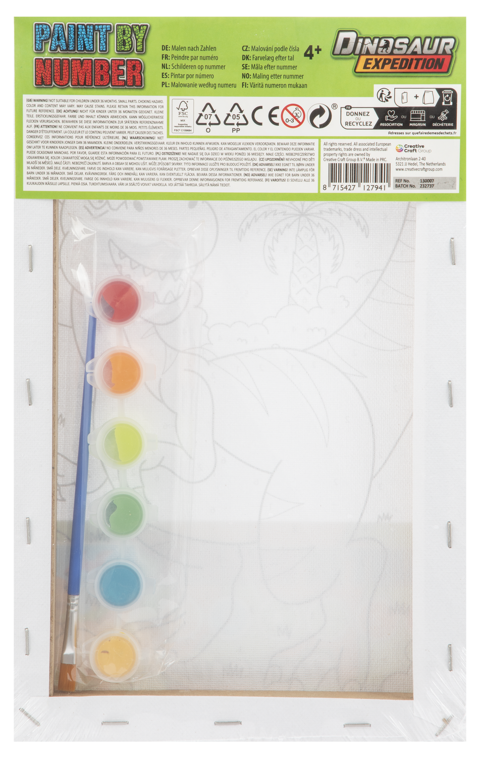 Tablou pictez pe numere - Dinozaur vesel PlayLearn Toys