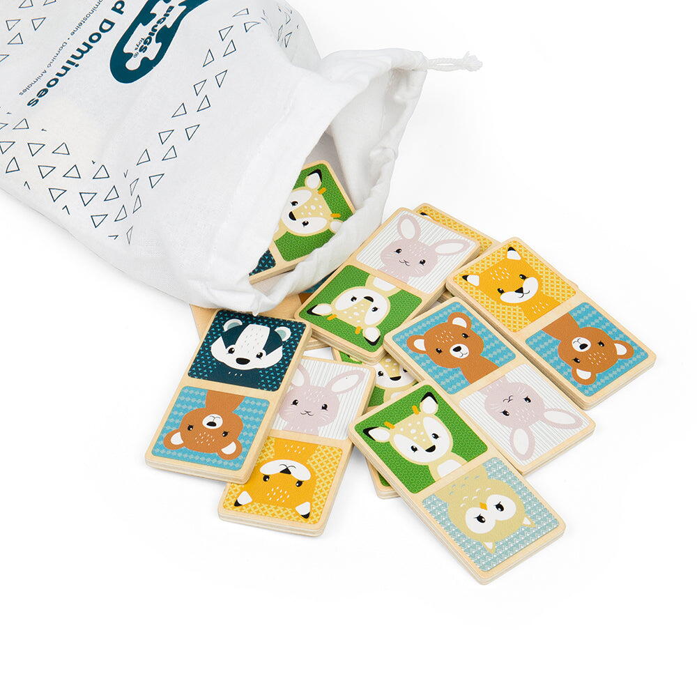 Domino din lemn - Animalute din padure (pastel) PlayLearn Toys