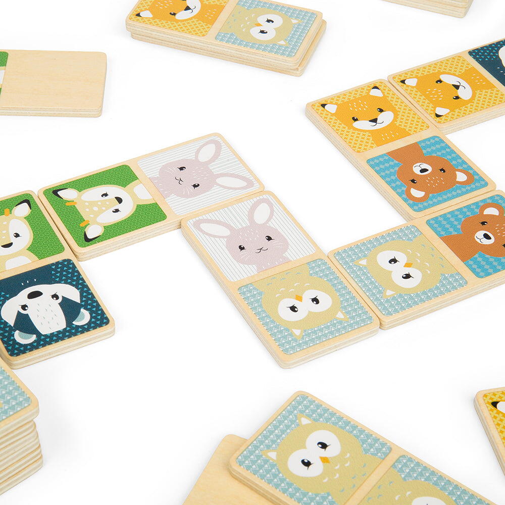 Domino din lemn - Animalute din padure (pastel) PlayLearn Toys