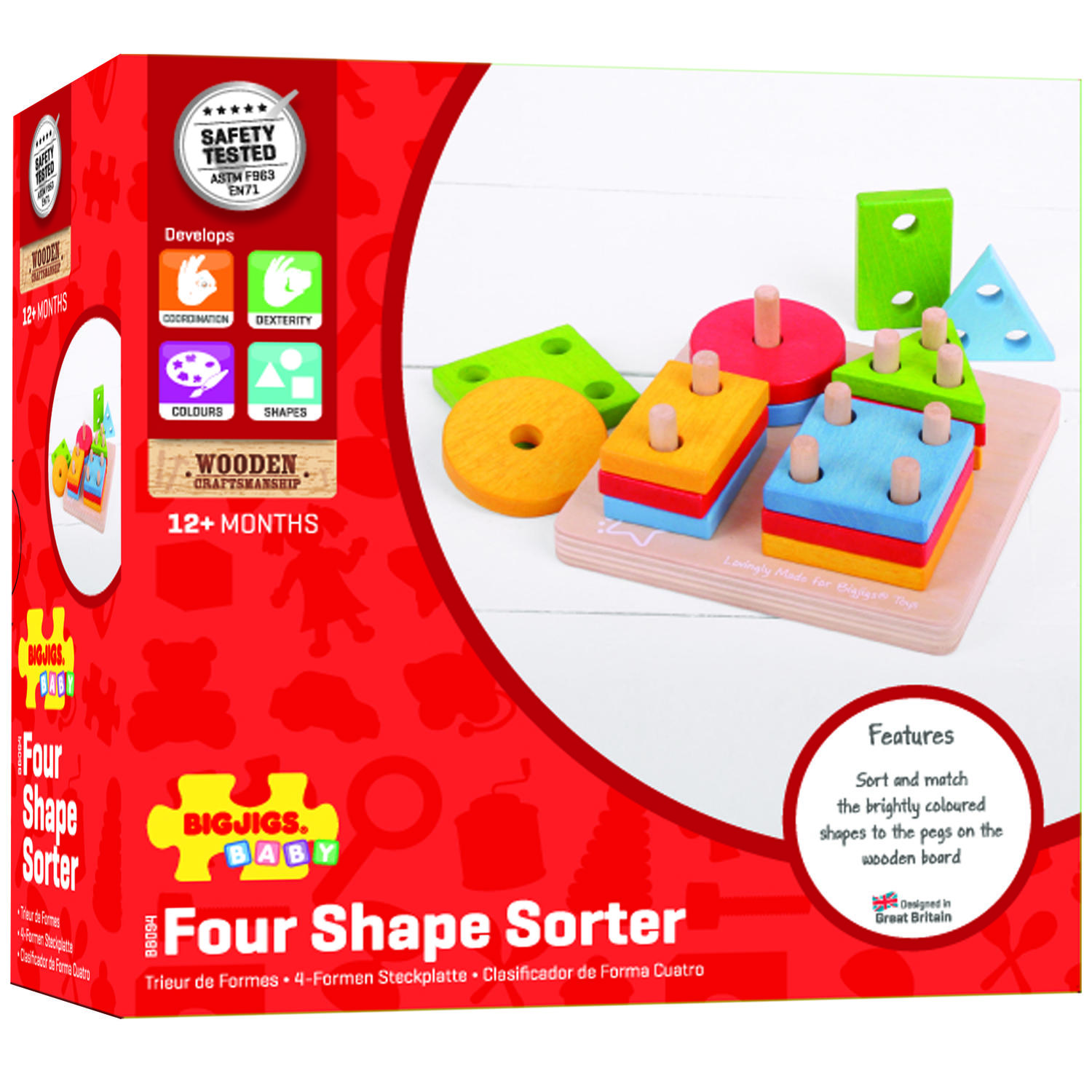 Joc de sortare - 4 forme geometrice PlayLearn Toys