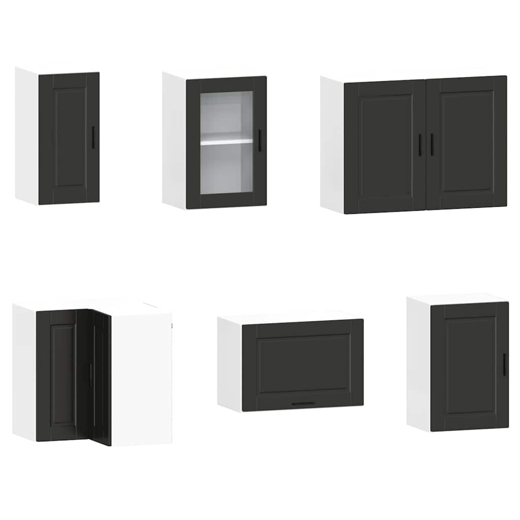 Set dulap de bucătărie 11 piese „Porto” lemn negru prelucrat GartenMobel Dekor