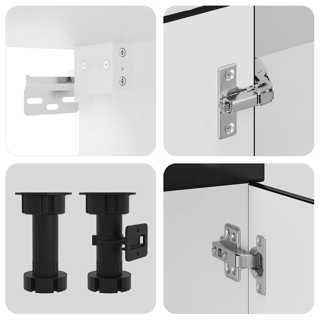 Set dulap de bucătărie 11 piese „Porto” lemn negru prelucrat GartenMobel Dekor
