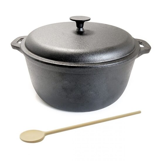 Oala de fonta cu capac, lingura de lemn, 7 L, Perfect Home GartenVIP DiyLine