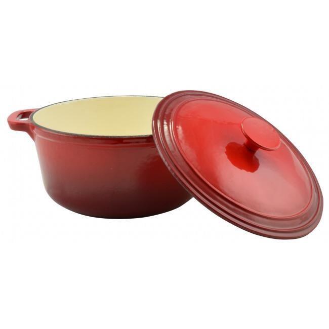 Oala de fonta emailata cu capac, lingura de lemn, 5.2 L, Perfect Home GartenVIP DiyLine