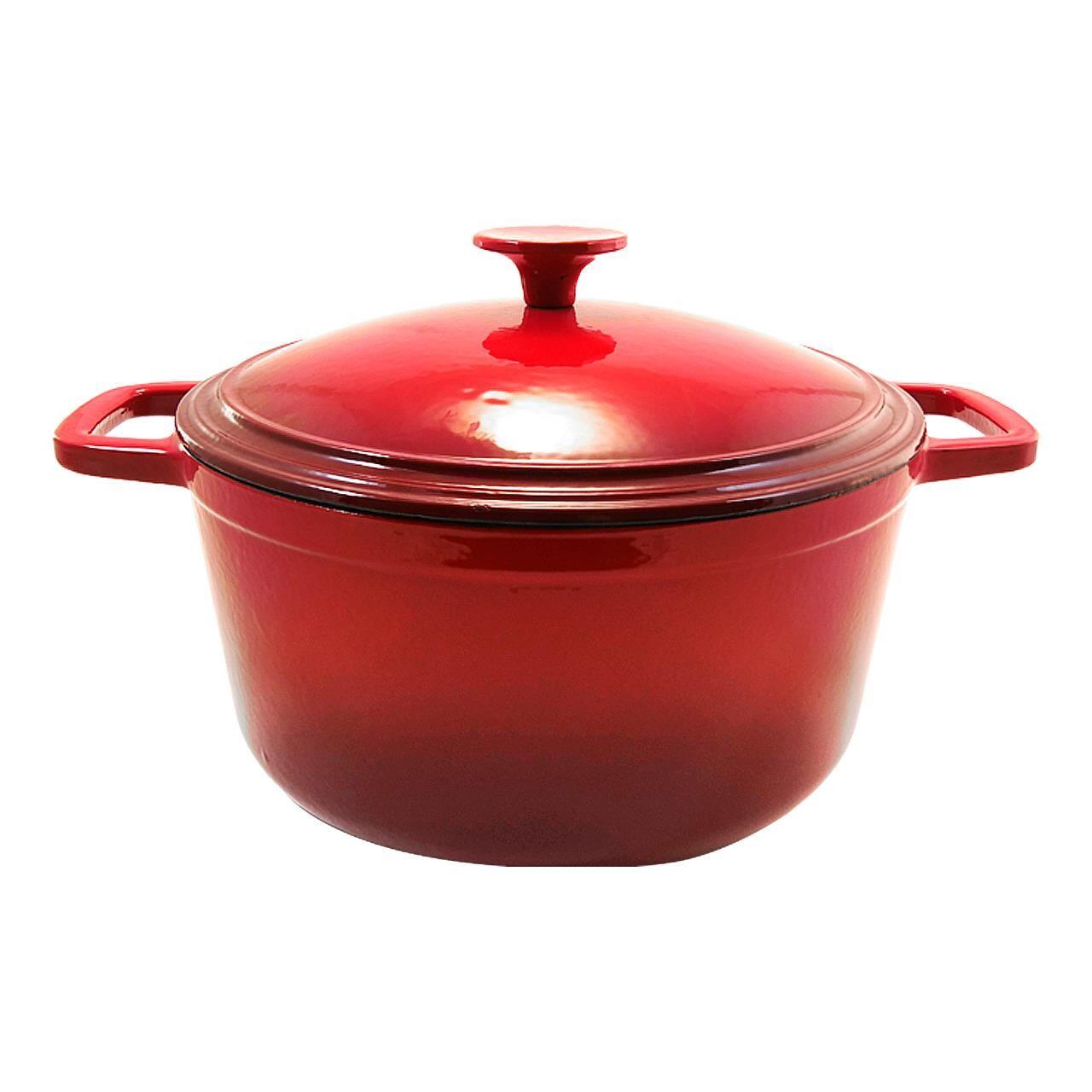 Oala de fonta emailata cu capac, lingura de lemn, 5.2 L, Perfect Home GartenVIP DiyLine