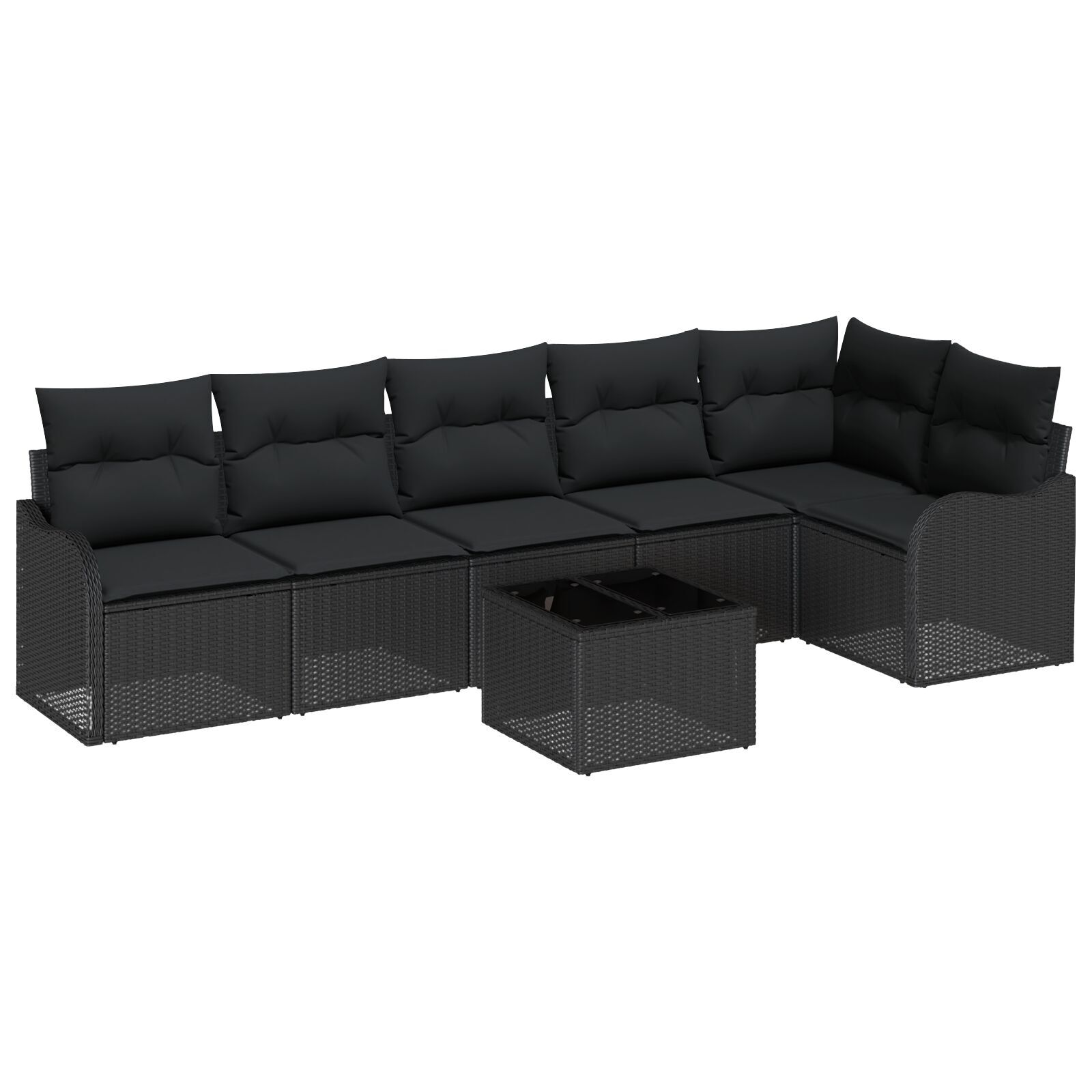 Set Canapea 7 Piese Grădină cu Perne Bej din Poliratan, Canapea 2 Locuri Grădină cu Perne Negru din Poliratan GartenMobel Dekor