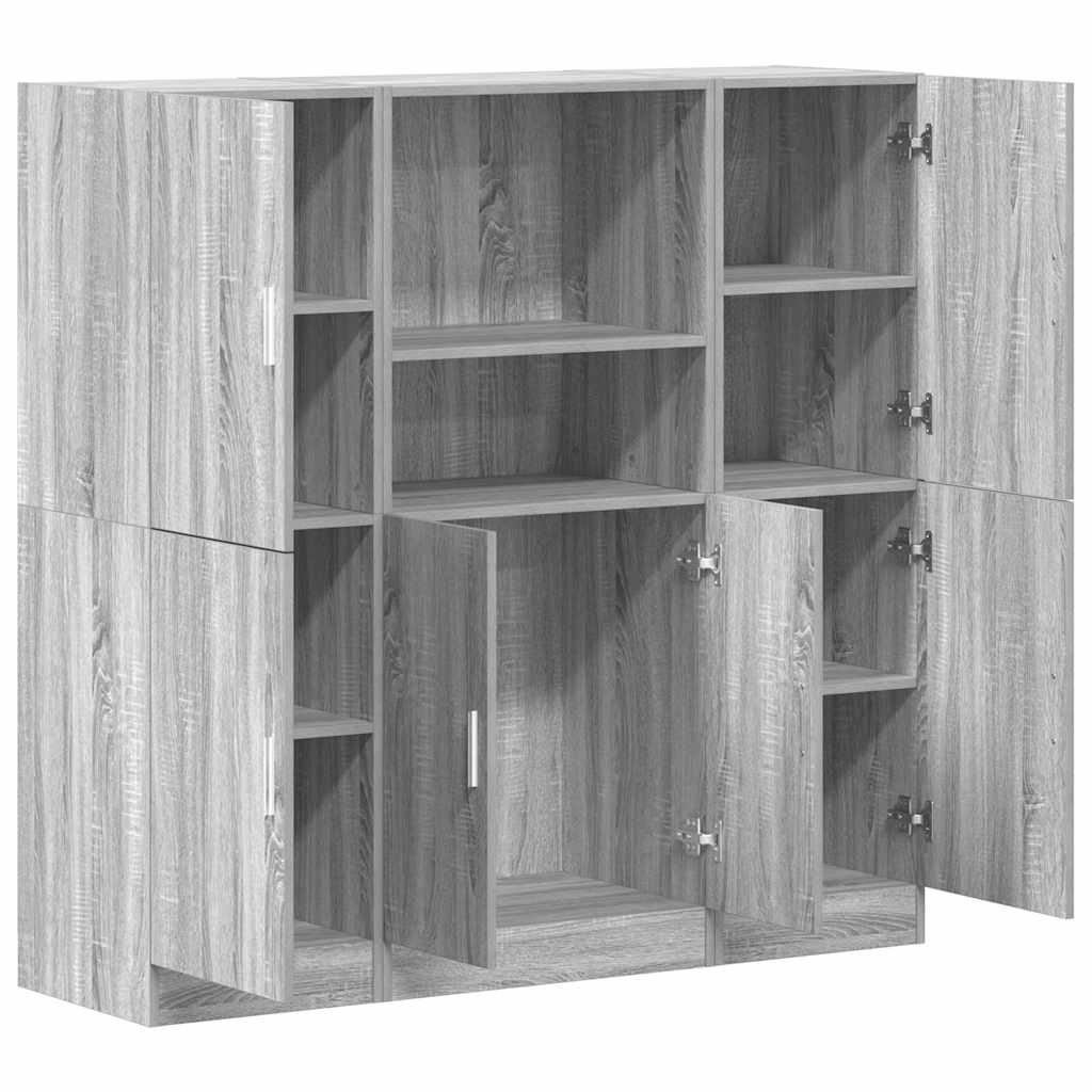 Set dulap de bucătărie din 3 piese, gri Sonoma, lemn derivat GartenMobel Dekor