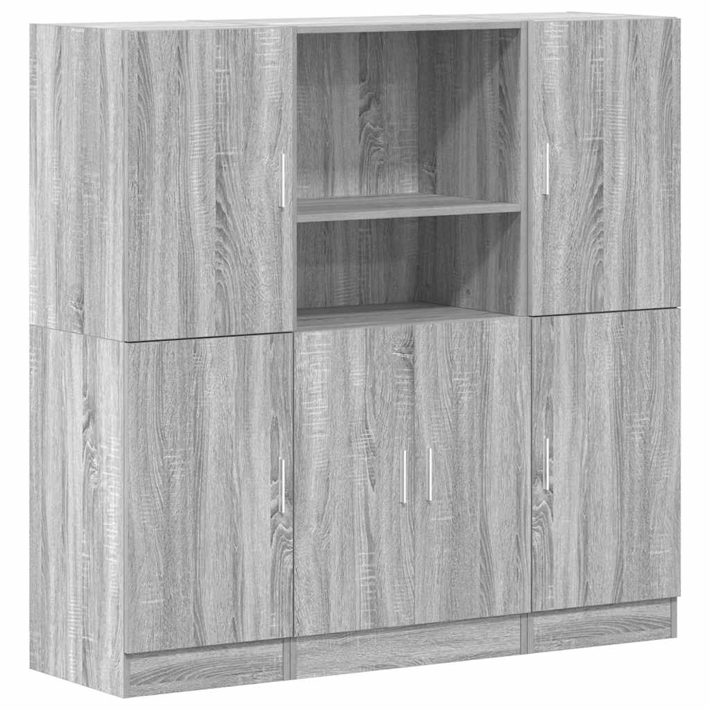 Set dulap de bucătărie din 3 piese, gri Sonoma, lemn derivat GartenMobel Dekor