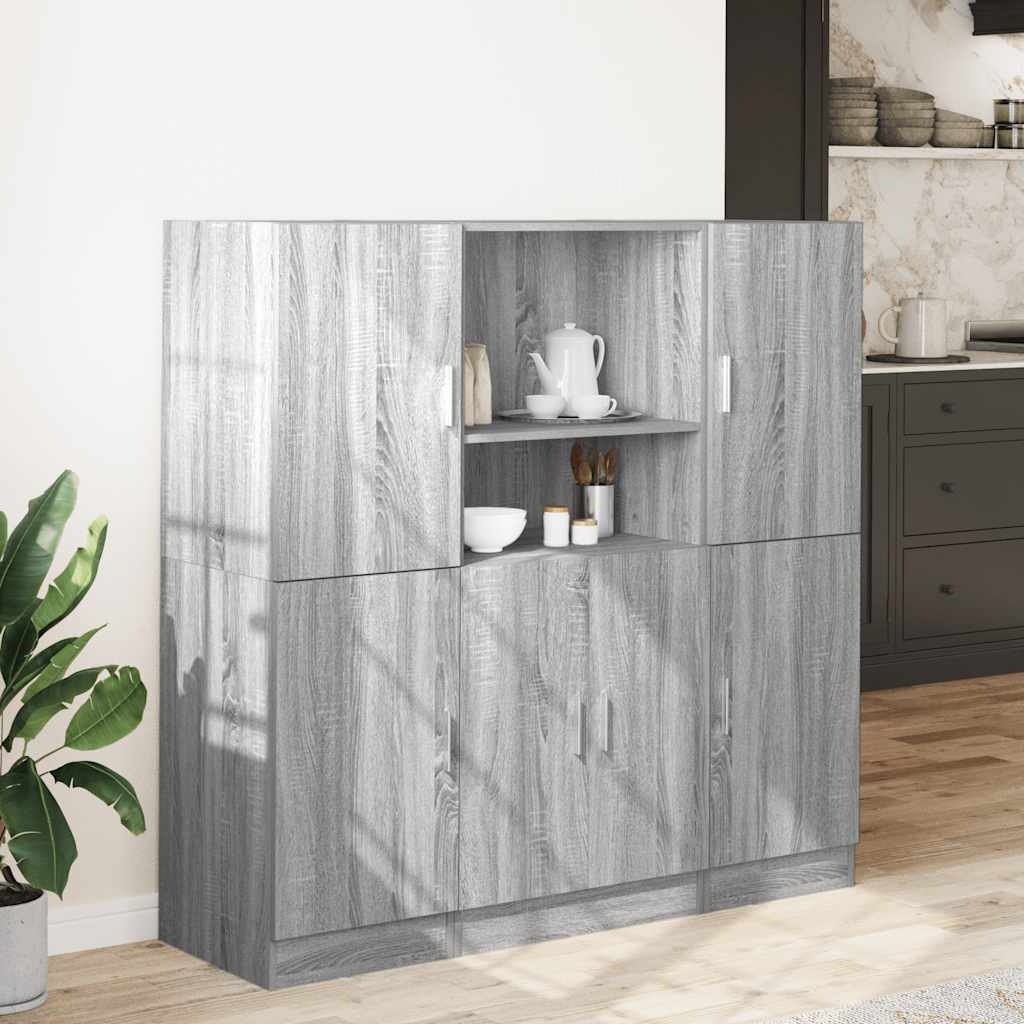 Set dulap de bucătărie din 3 piese, gri Sonoma, lemn derivat GartenMobel Dekor