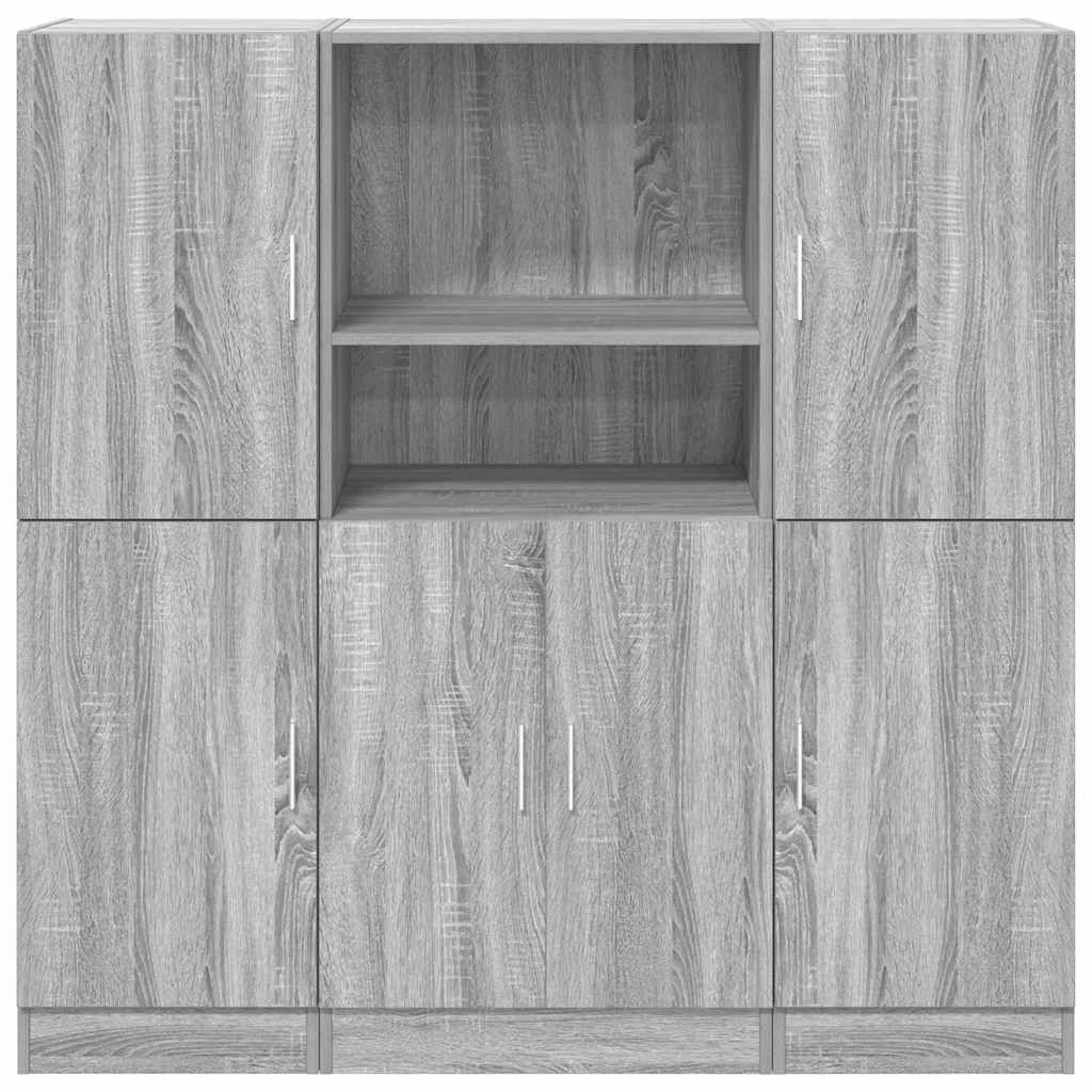 Set dulap de bucătărie din 3 piese, gri Sonoma, lemn derivat GartenMobel Dekor