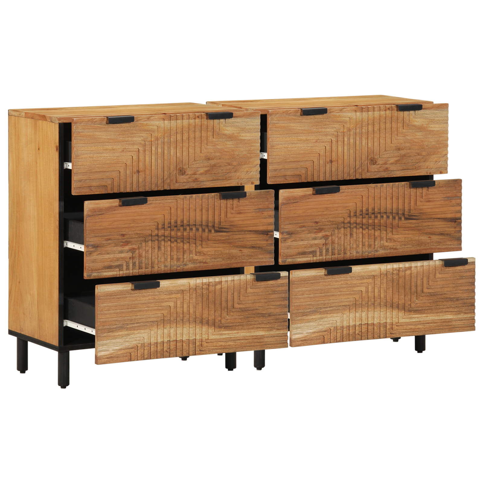 Sideboards 2 piese Marron 60x33x75 cm Lemn Masiv de Acacia GartenMobel Dekor