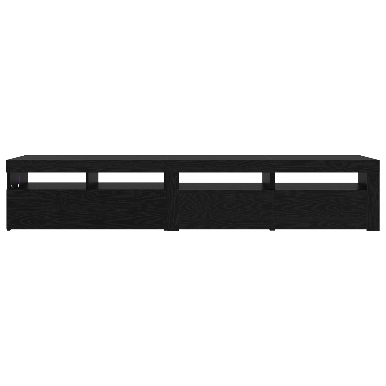 Cabinete TV 2 buc cu lumini LED din lemn ingineresc de stejar negru,  Suport TV cu lumini LED - Stejar Negru, 90x35x40 cm, fabricat din lemn ingineresc GartenMobel Dekor