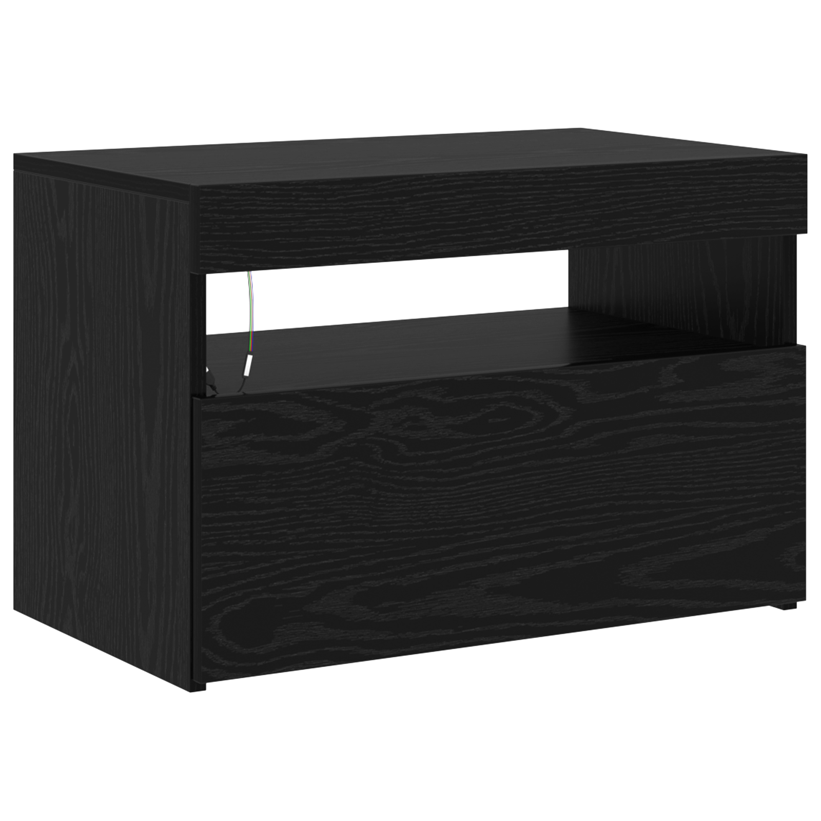 Cabinete TV 2 piese cu Lumini LED din Stejar Negru și Lemn Ingineresc,  Stand TV din Stejar Negru cu Lumini LED, 60x35x40 cm, Fabricat din Lemn Ingineresc GartenMobel Dekor
