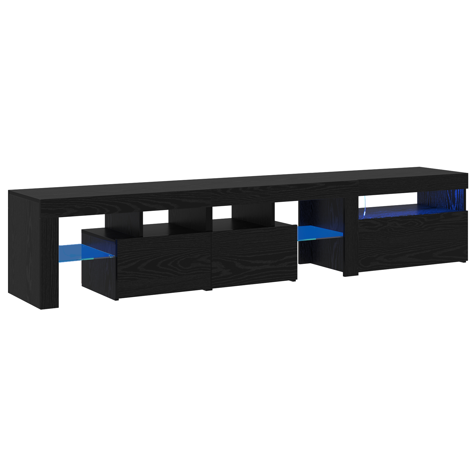 Cabinete TV 2 piese cu Lumini LED din Stejar Negru și Lemn Ingineresc,  Stand TV din Stejar Negru cu Lumini LED, 60x35x40 cm, Fabricat din Lemn Ingineresc GartenMobel Dekor