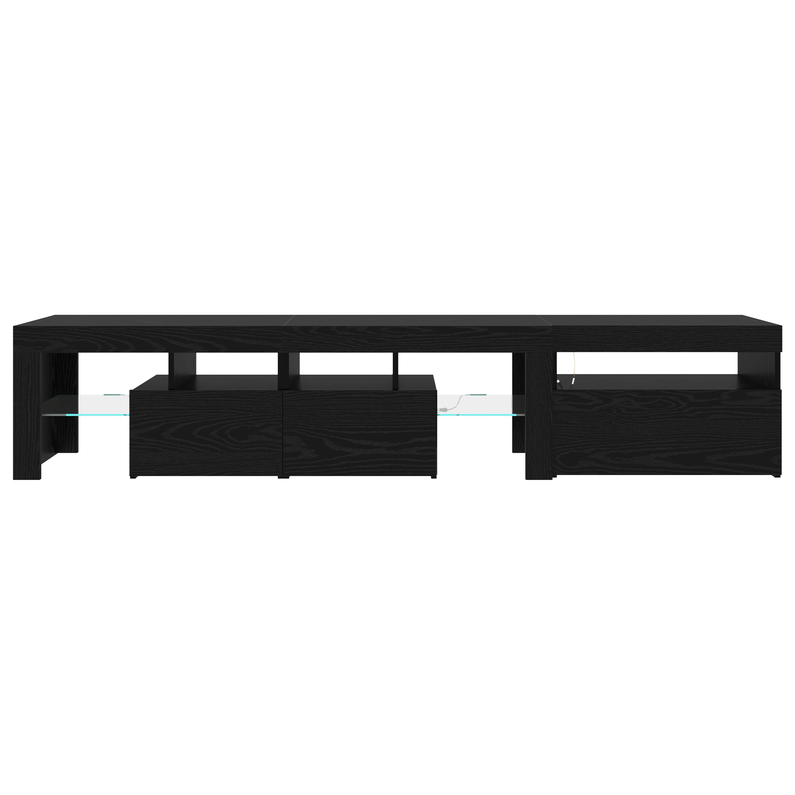 Cabinete TV 2 piese cu Lumini LED din Stejar Negru și Lemn Ingineresc,  Stand TV din Stejar Negru cu Lumini LED, 60x35x40 cm, Fabricat din Lemn Ingineresc GartenMobel Dekor