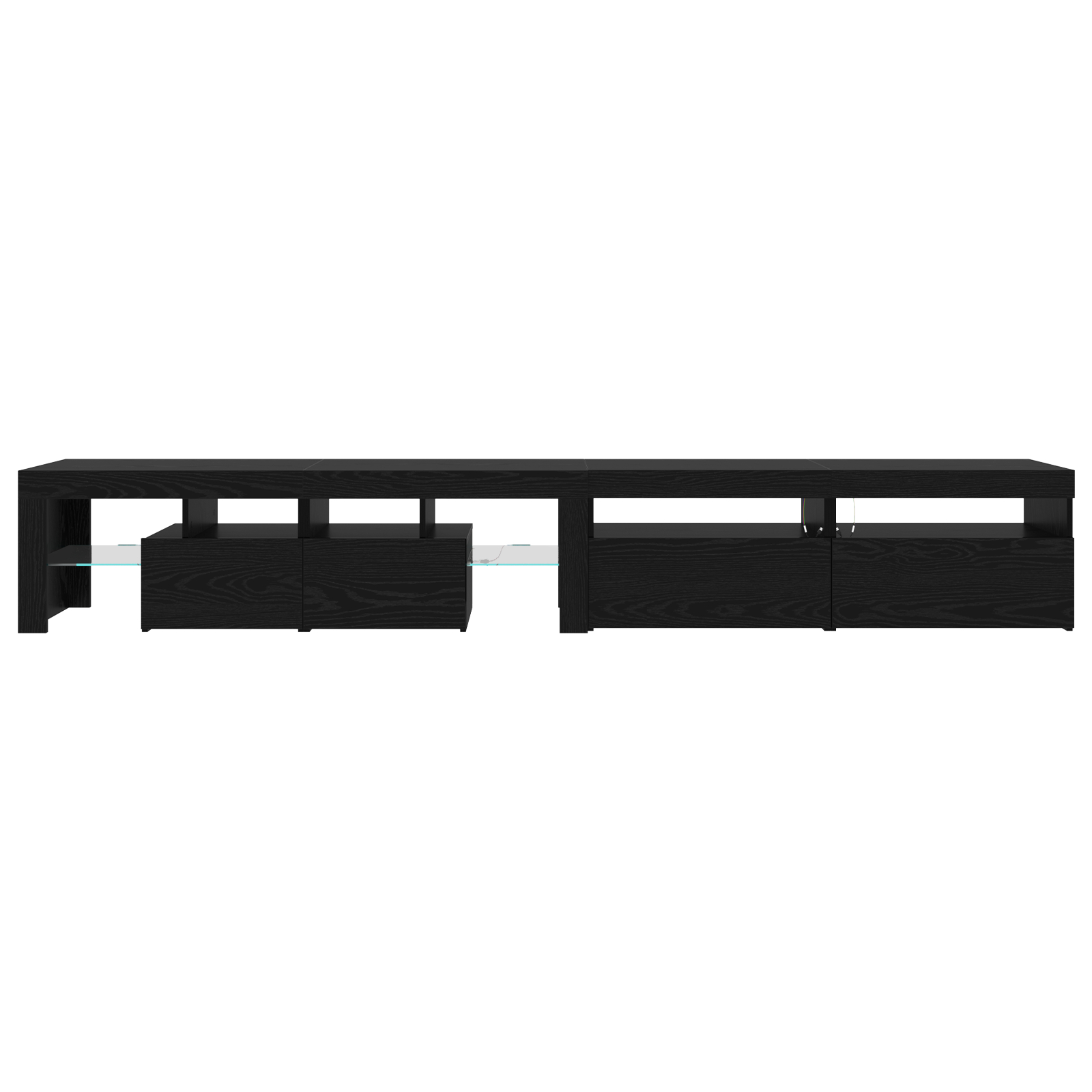Dulapuri TV 3 pcs cu lumini LED din stejar negru,  Dulapuri TV cu lumini LED 2 pcs din stejar negru 60x35x40 cm lemn ingineresc GartenMobel Dekor