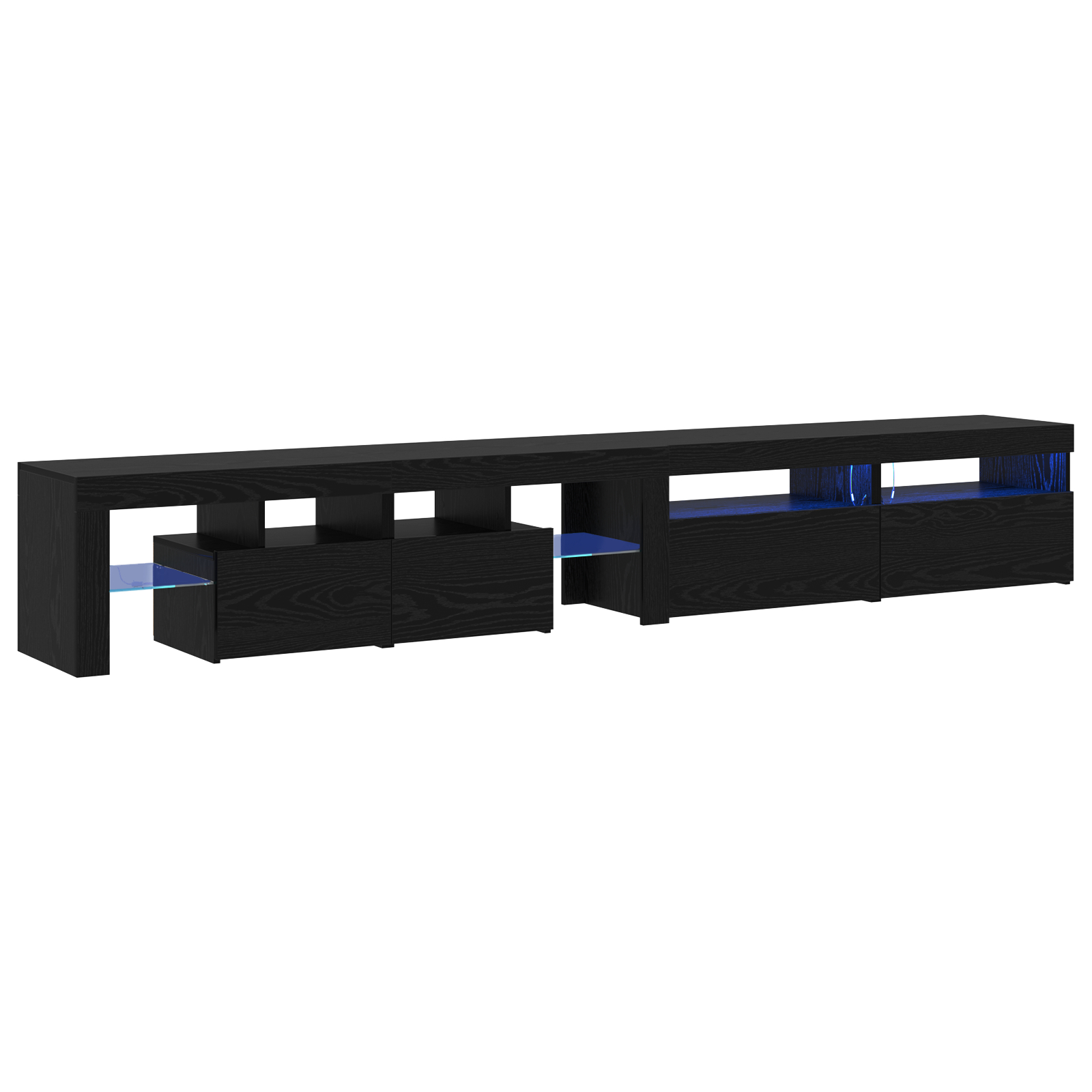 Dulapuri TV 3 pcs cu lumini LED din stejar negru,  Dulapuri TV cu lumini LED 2 pcs din stejar negru 60x35x40 cm lemn ingineresc GartenMobel Dekor
