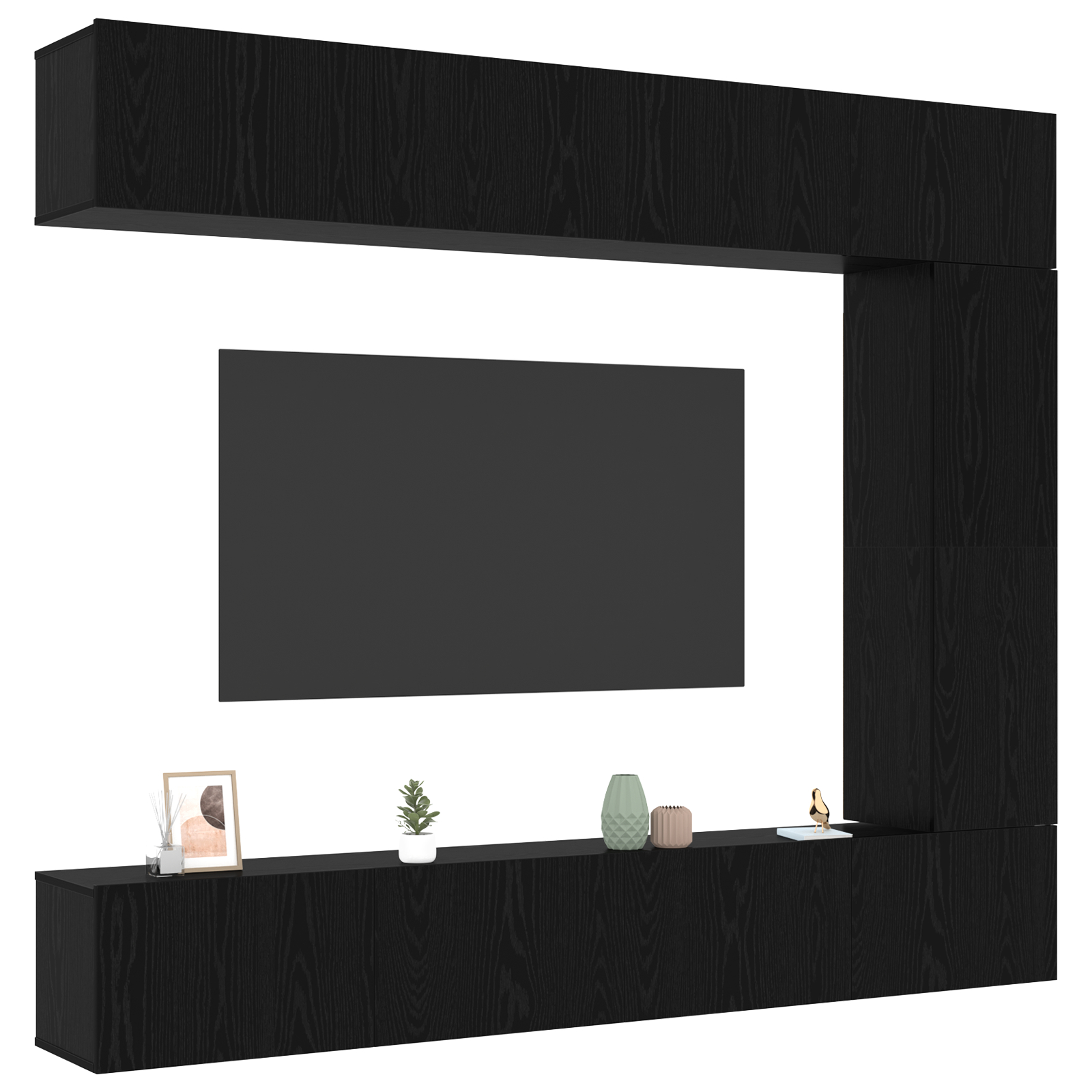Set de 5 cabineți TV din lemn prelucrat de stejar negru GartenMobel Dekor