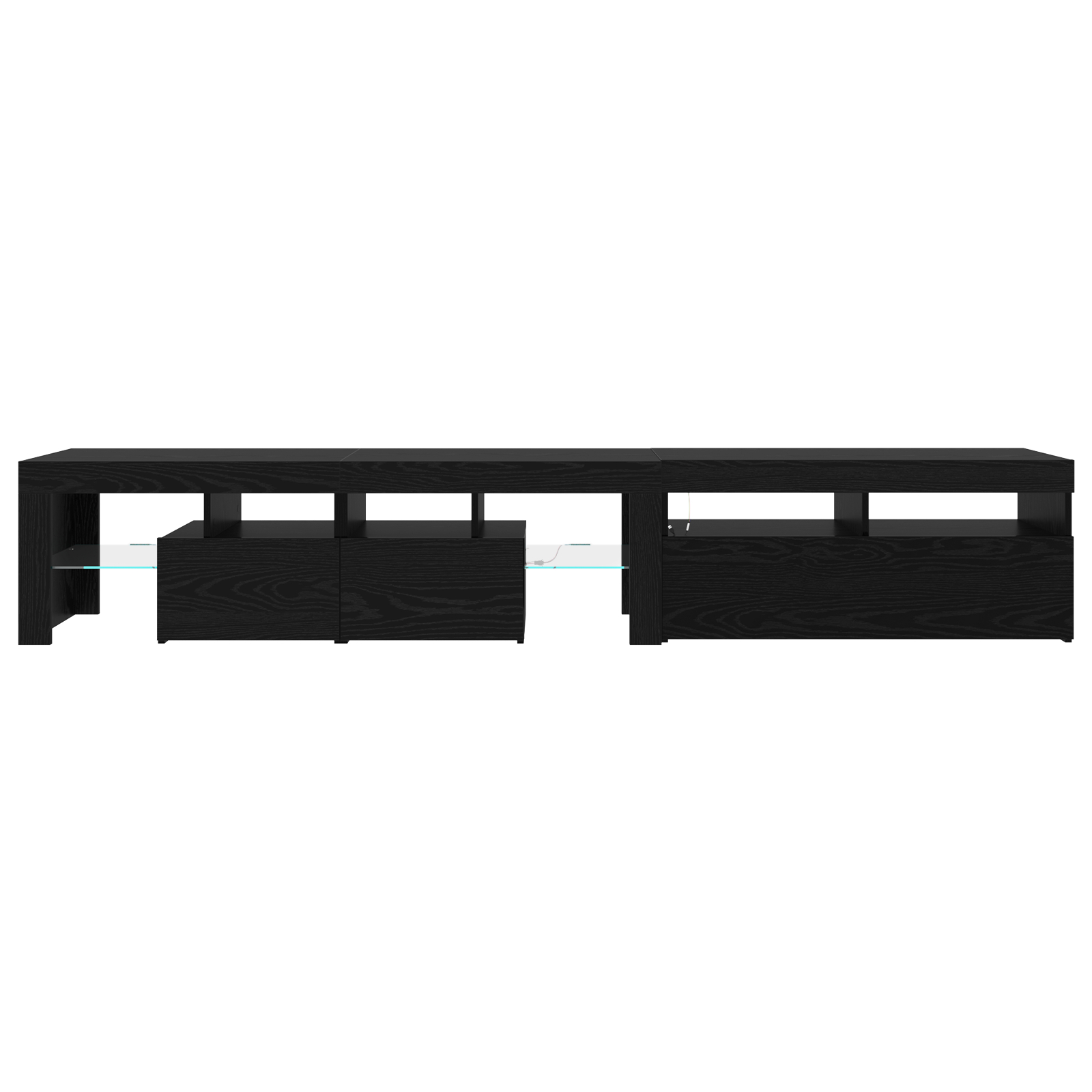 Cabinete TV  2 pcs cu LED-uri Stejar Negru Lemn Ingineresc, Suport TV  cu LED-uri - Stejar Negru, 90x35x40 cm, făcut din lemn ingineresc GartenMobel Dekor
