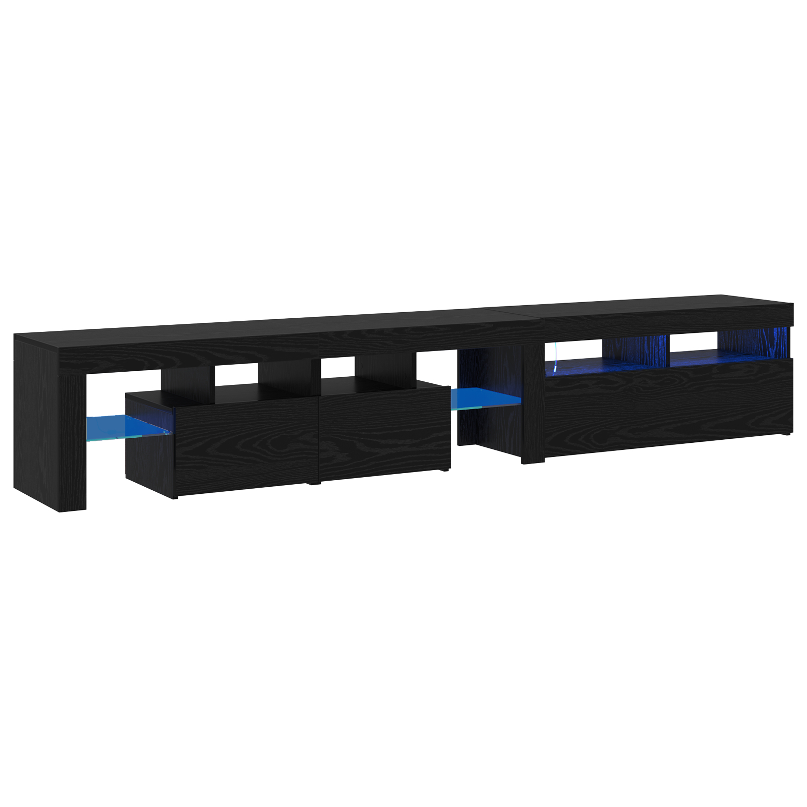 Cabinete TV  2 pcs cu LED-uri Stejar Negru Lemn Ingineresc, Suport TV  cu LED-uri - Stejar Negru, 90x35x40 cm, făcut din lemn ingineresc GartenMobel Dekor