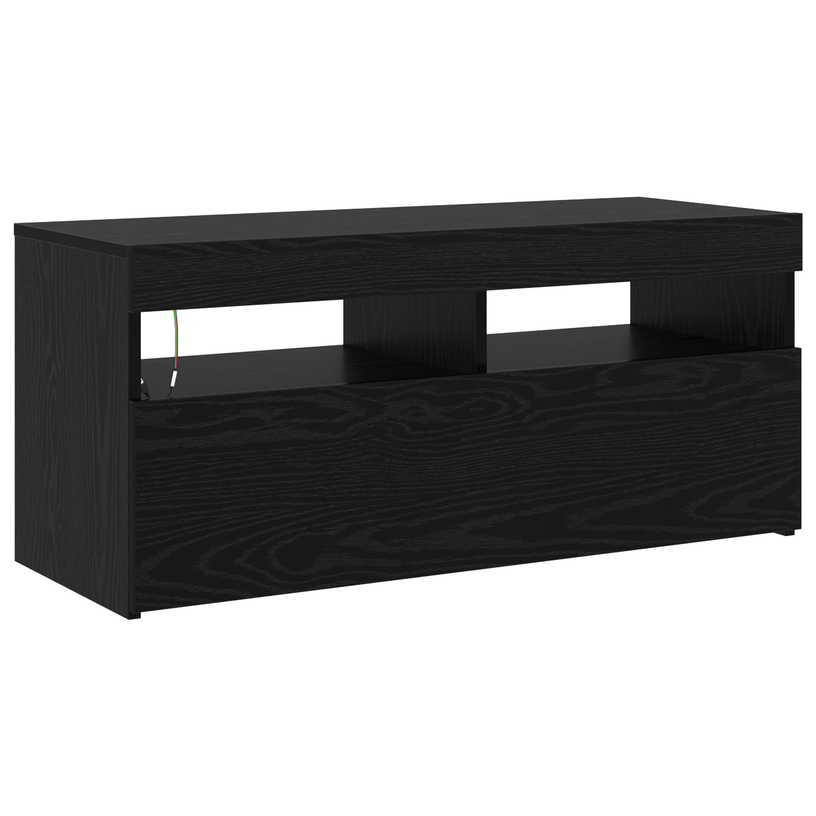 Cabinete TV  2 pcs cu LED-uri Stejar Negru Lemn Ingineresc, Suport TV  cu LED-uri - Stejar Negru, 90x35x40 cm, făcut din lemn ingineresc GartenMobel Dekor