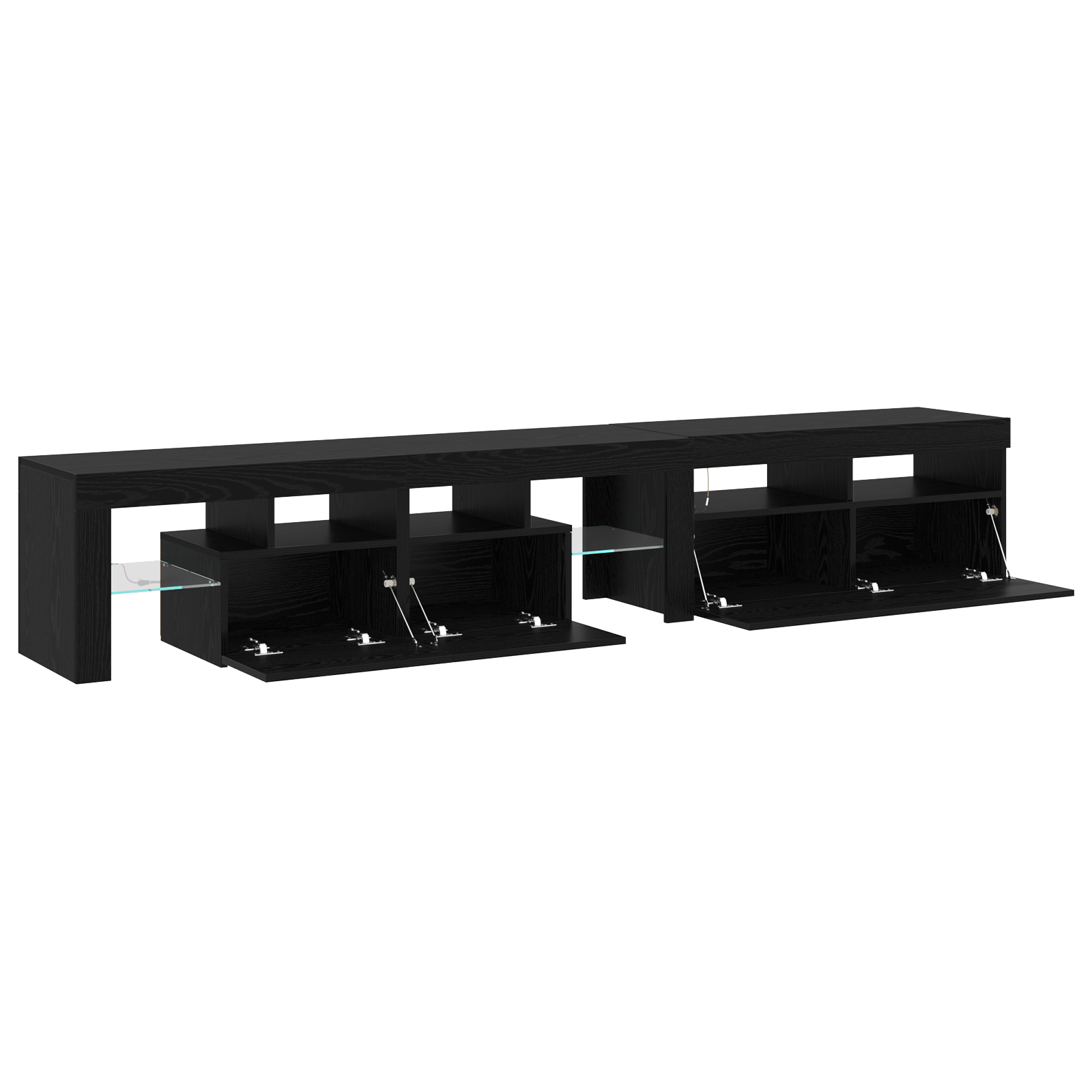 Cabinete TV  2 pcs cu LED-uri Stejar Negru Lemn Ingineresc, Suport TV  cu LED-uri - Stejar Negru, 90x35x40 cm, făcut din lemn ingineresc GartenMobel Dekor