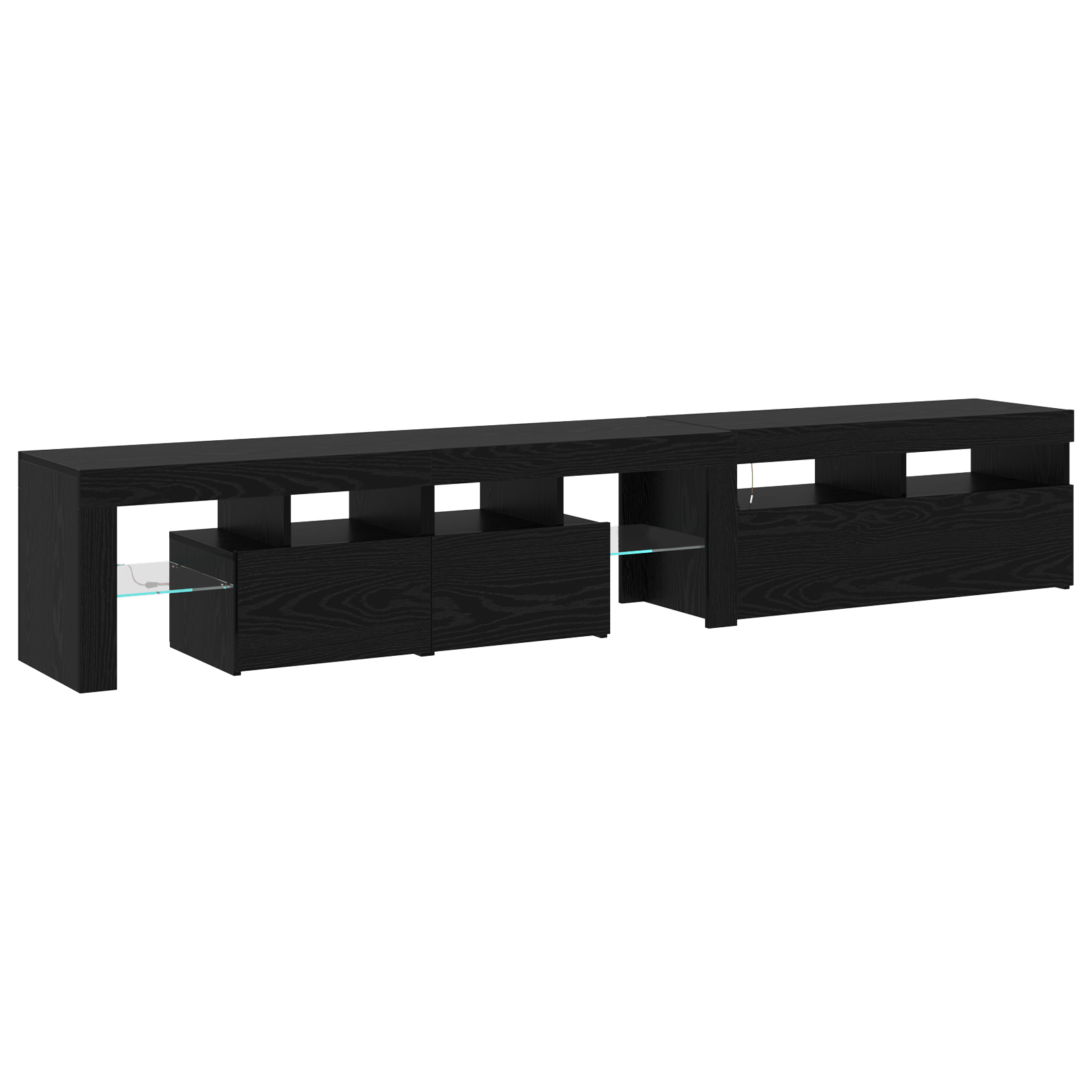 Cabinete TV  2 pcs cu LED-uri Stejar Negru Lemn Ingineresc, Suport TV  cu LED-uri - Stejar Negru, 90x35x40 cm, făcut din lemn ingineresc GartenMobel Dekor